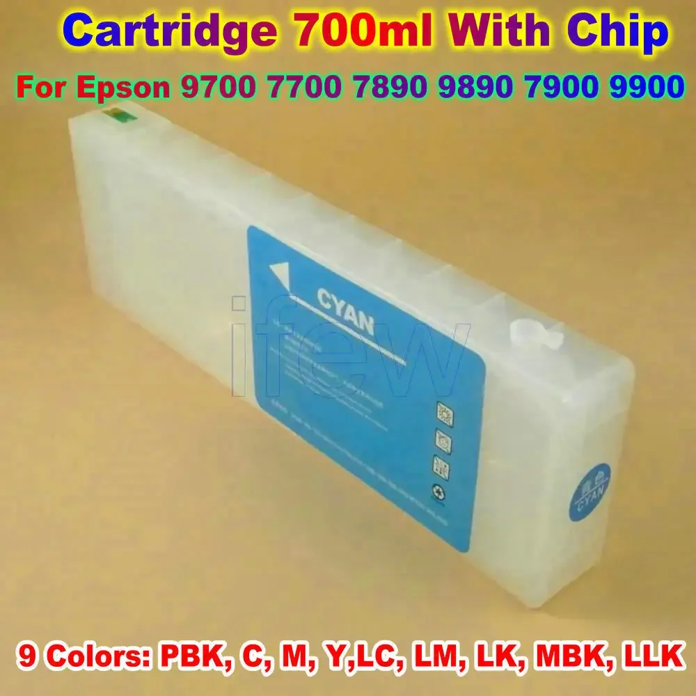 7890 cartucho de tinta de recarga 9890 cartuchos de impressora recarregáveis para epson 7890 9890 7908 cartucho de tinta jato de tinta 700ml com chip 9 peças