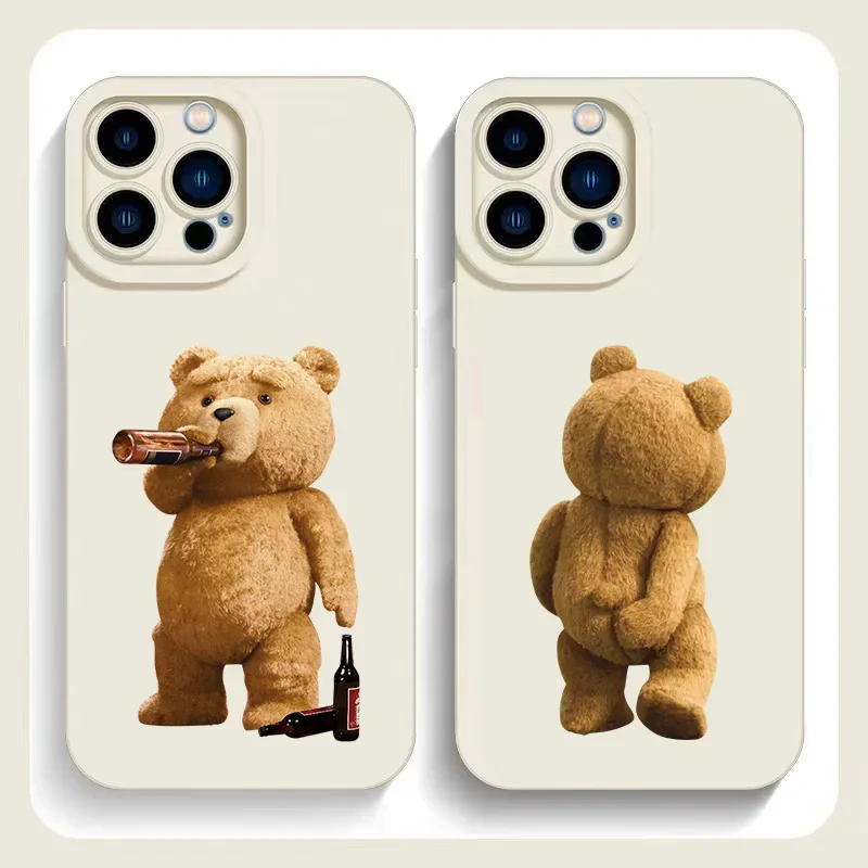 New Cartoon Teddy Bear Couple Phone Case For iPhone 15 Pro Max 11 12 Mini 13 14 Pro Max X XS XR 78 14 15Plus Soft Silicone Cover