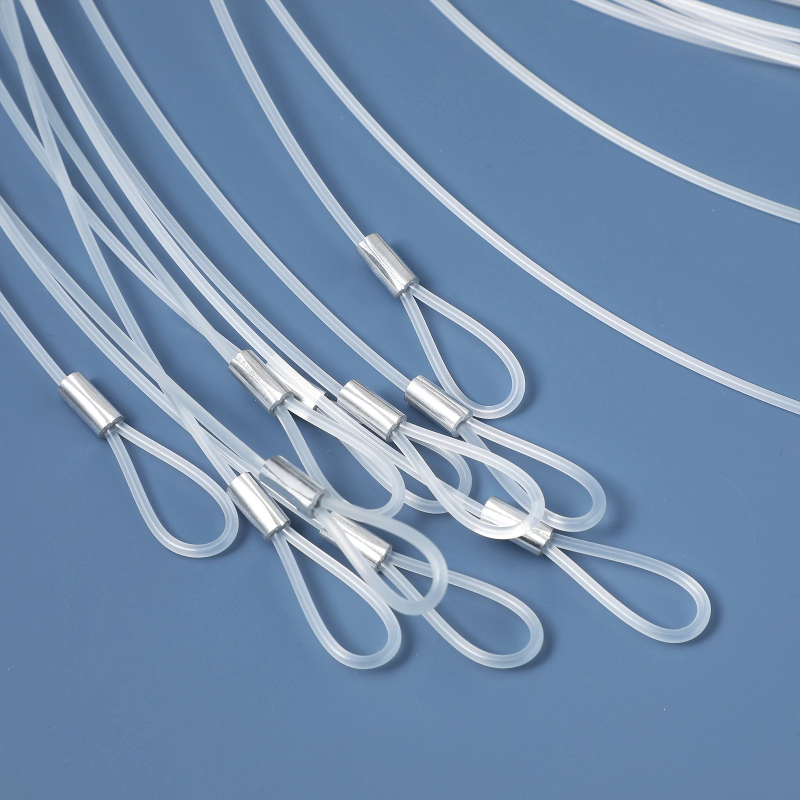 12pcs Clear Nylon Rope 1 5M Looped Ends Heavy Duty Hanging Cords Picture Frames Clothesline Curtain Decorations