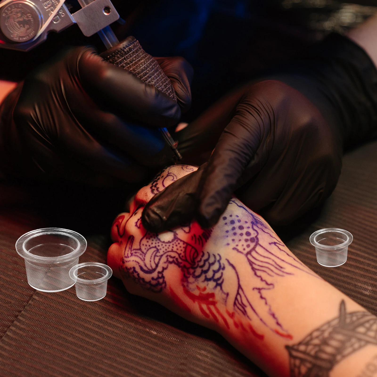 

1 комплект, прочные силиконовые чашки для чернил для татуировки, держатель для пигмента, подставка, компактные цветные чашки, износостойкий контейнер для чернил, принадлежности для татуировки