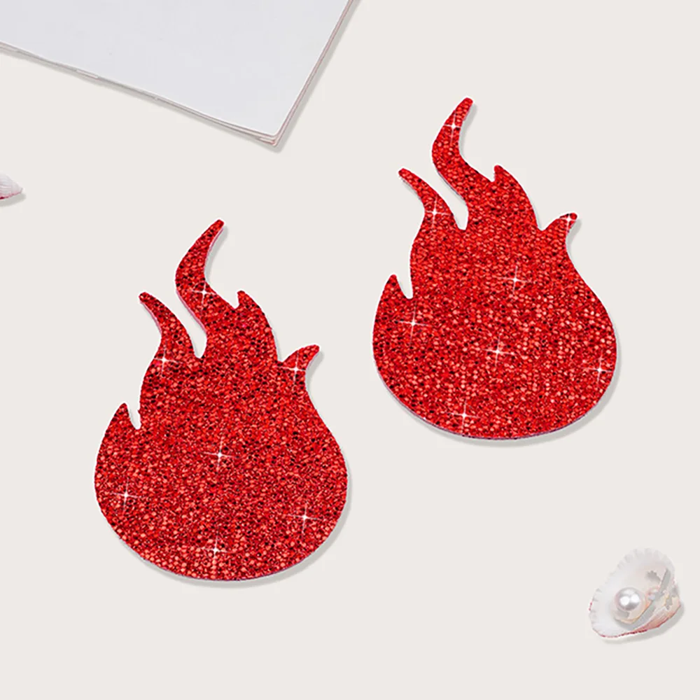 1Pair Red Shiny Sequin Nipple Cover Sexy Nipple Pasties for Women Reusable Chest Sticker Bra Pads Body Decoration