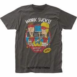 Men t shirt BEAVIS AND BUTTHEAD Work Sucks Classic MTV Logo Fashion t-shirt novelty tshirt women