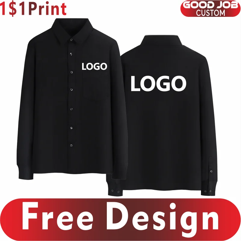 Lässige Herren Langarm Business Shirt benutzer definierte Logo aus gezeichnete Team persönliche profession elle Hemd Stickerei Druck Marke Design