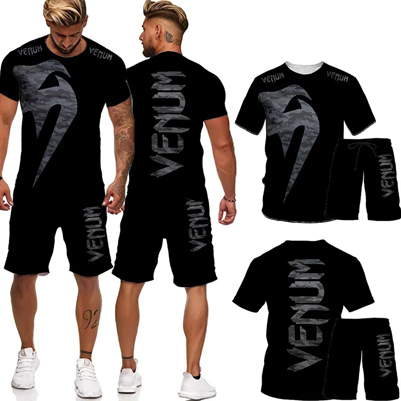 2024 Summer Latest Men\'s Sports Venom Printing Men\'s Suit 3D Printing T-shirt Slim Gym Fitness Boxing Running Breathable