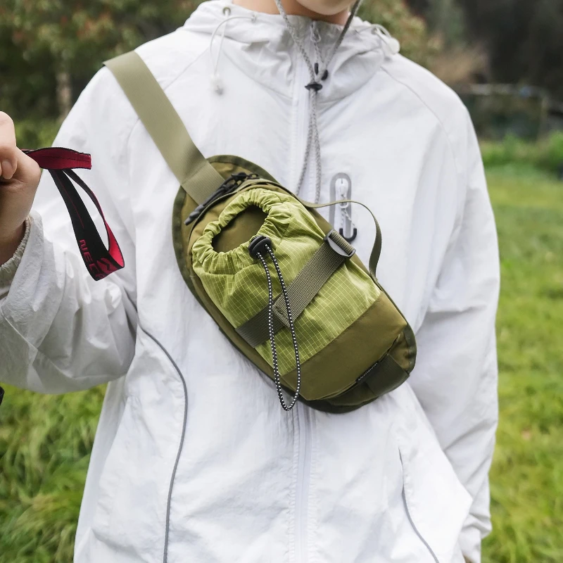 

Spring New Korean Style Chest Bag Fashion and Versatile Color Crossbody Bag Casual Drawstring Shoulder Bag Trendy Phone Pouch