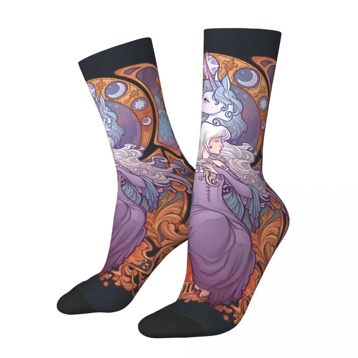 

Funny Crazy compression Friend Sock for Men Hip Hop Harajuku The Last Unicorn Cartoon Happy Quality Pattern Printed Boys