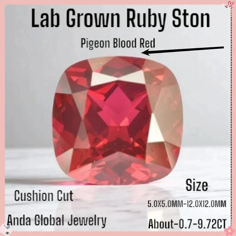 

S-Lab Grown Ruby Loose Gemstones Pigeon Blood Red Cushion Cut Charm Beads For DIY Jewelry Selectable CertificateDaily wear