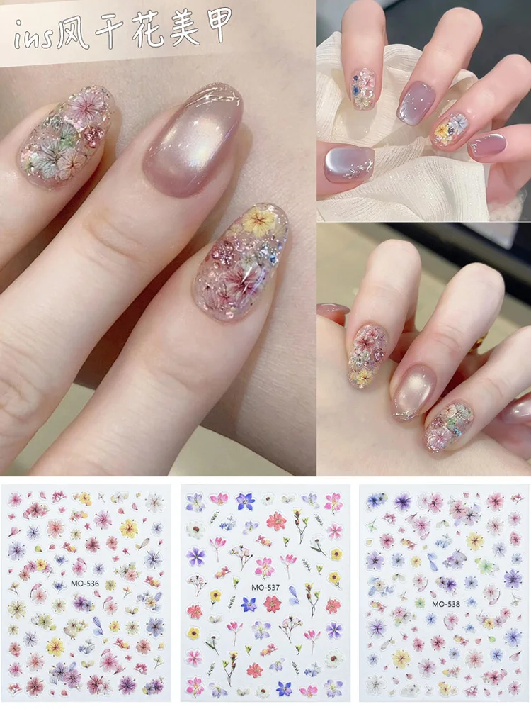 TSZS かわいいカラフルなかわいい猫ネイルステッカー自己粘着漫画猫夏の花自己粘着ネイルアートデカール