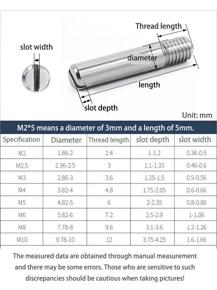 

GB878 304 A2 M2-M10 Stainless Steel Outside Thread Solid Dowel Pin Slotted Head Positioning Roll Shaft 10Pc