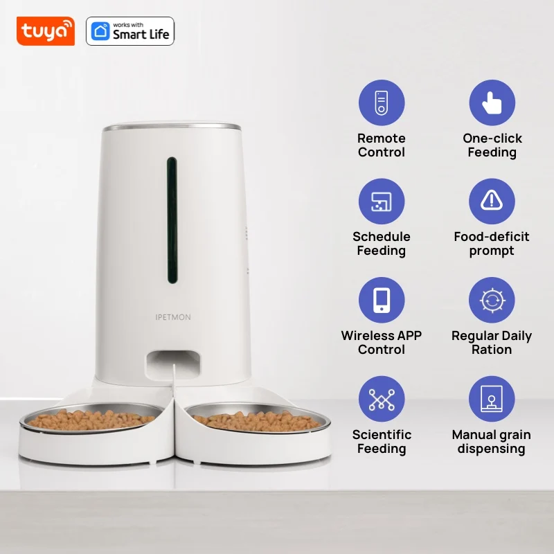 

Automatic Cat Feeder for 2 Cats, 2.4G WiFi Enabled Smart Feed Automatic Pet Feeder for Cats & Dogs, Timed Pet Food Dispenser