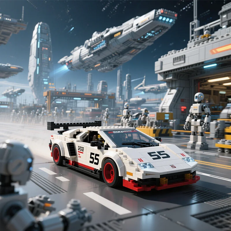 

Строительные блоки, модель автомобиля MOC City Speed Champion RT24 P DPi 303, детали, креативные кирпичи, игрушки для детей