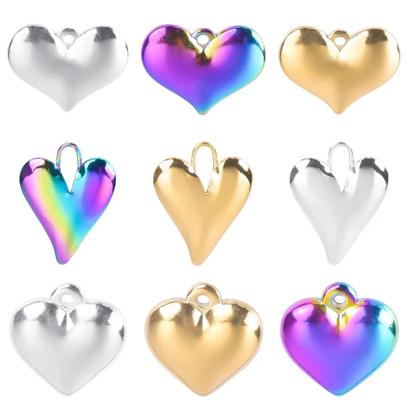 5Pcs/Lot Stainless Steel Romantic Heart Cupid Love Pendant Jewelry Making Diy Geometric Couple Wedding Colgantes Necklaces