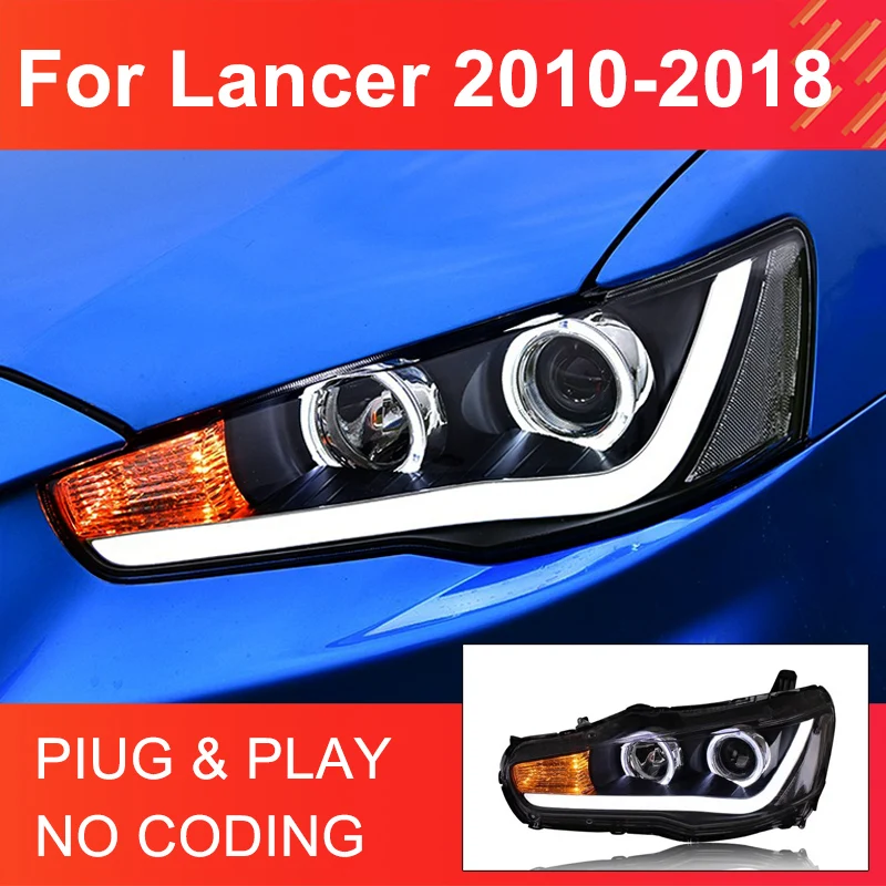 

1 Pair LED Headlight Assembly For Lancer EVO X 2008-2018 Headlights Plug and Play with DRL Turn Projector Lens Front Headlights