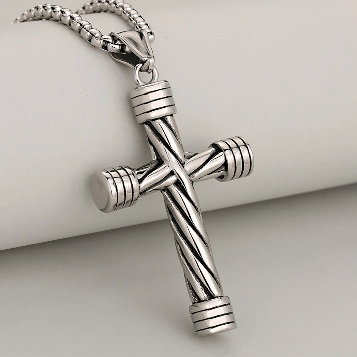 Tough Style Hip-Hop Wave Stainless Steel Cool Punk Cross Pendant Necklace For Men And Women, Great For Men & Women