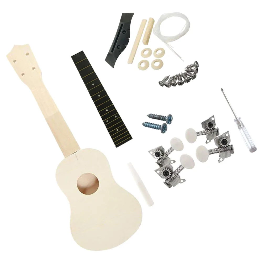 

1 set Diy Wooden Ukulele Kit Complete Building Set All Accessories Safe Wood Material Educational Musical Instrument Craft