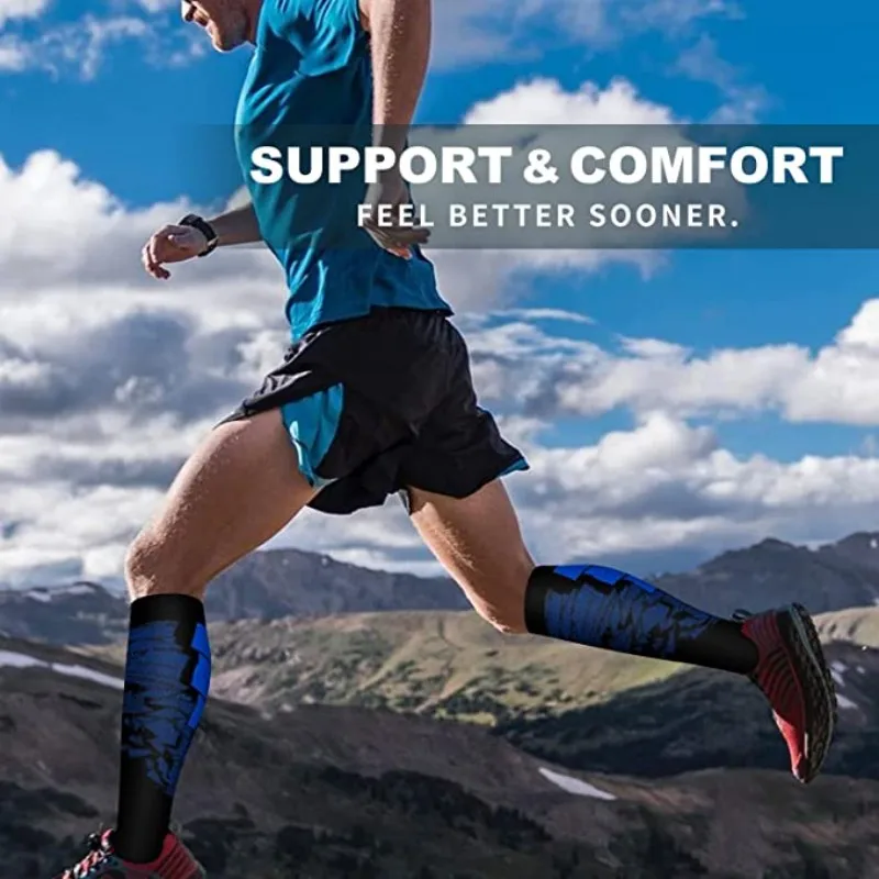 Kompressionssocken 20–30 mmHg hohe Strümpfe Männer Frauen Sportsocken für Marathon Radfahren Fußball Krampfadern Schwangerschaft Stillen – Detail 8