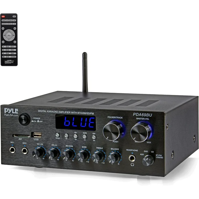 Bluetooth Home Audio Amplifier Receiver Stereo 300W Dual Channel Sound Audio System w/MP3, USB, SD, AUX, RCA, MIC, Headphone