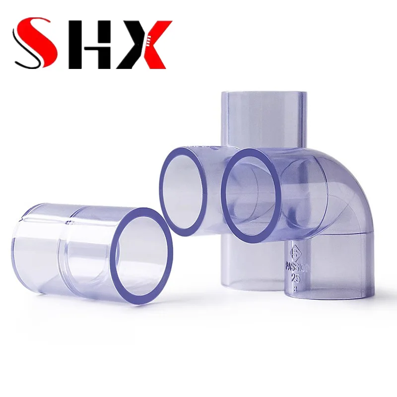 Pvc Transparent 90 Degree Angle Elbow Tee Direct Feed Water Pipe Loose Fittings Fish Tank Water Pipe Connector