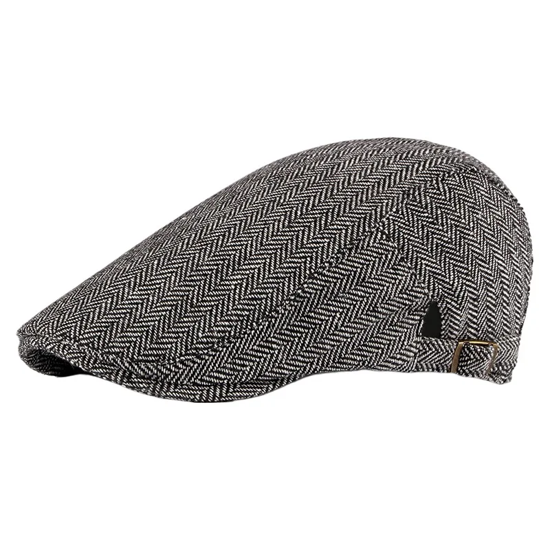 

Foreign Trade Men's Peaked Cap Spring And Autumn New Herringbone Middle-aged And Elderly Beret British Retro Casual Advance Hats