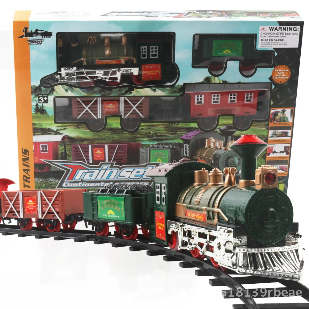 Electric Rail Car Toy for Kids Simulation Christmas Train with Music & Lighting Features Unisex Plastic Model for Children Aged