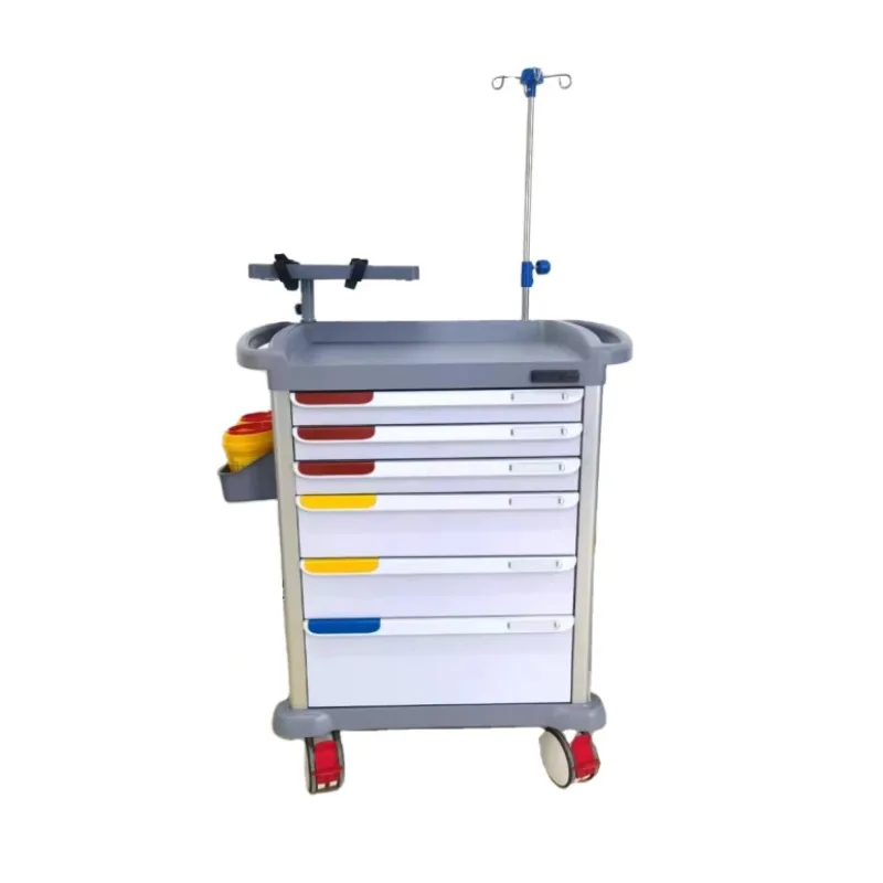 Hospital Emergency Crash Cart – Medical Mobile ABS Trolley for Urgent Care