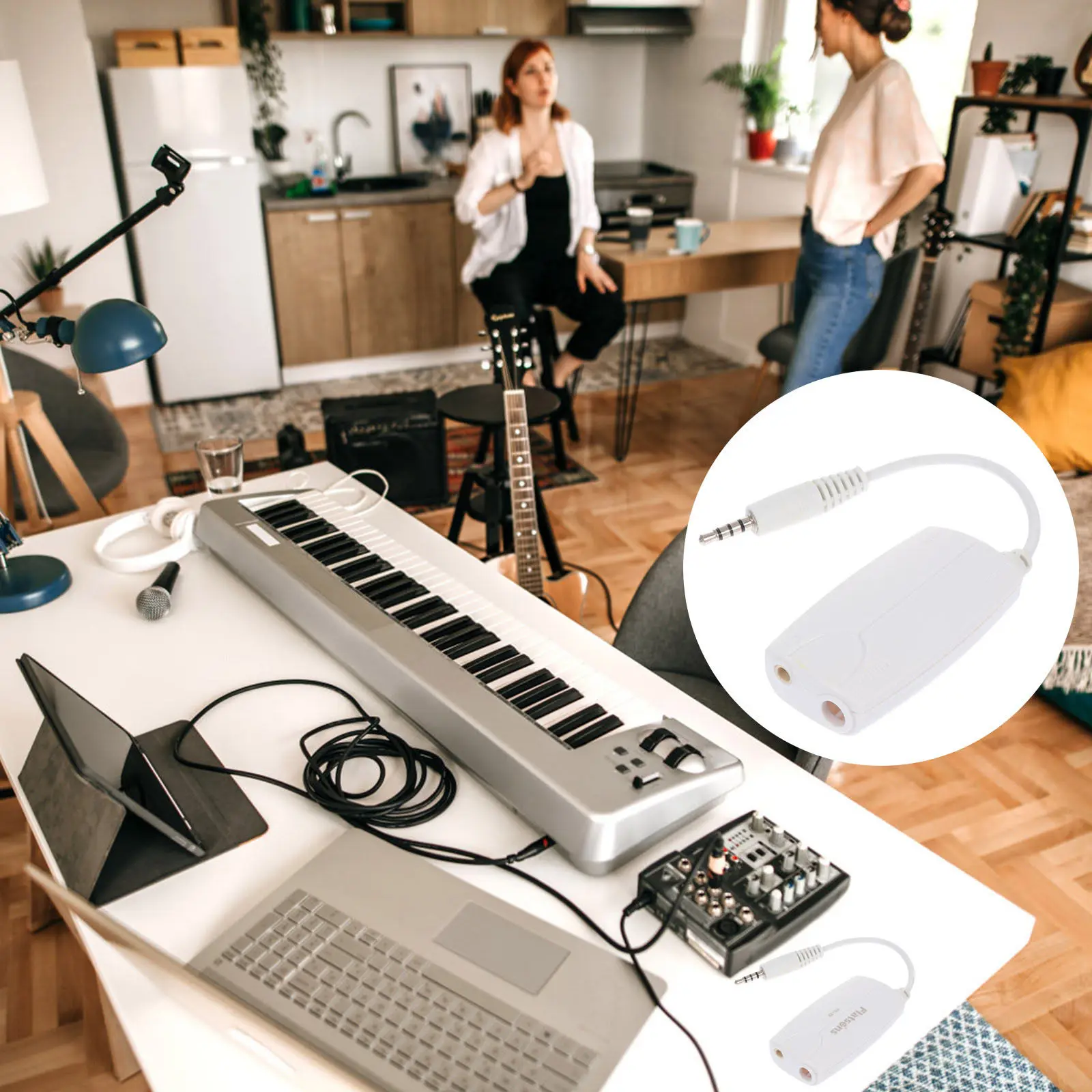 

Универсальный адаптер-конвертер для электрогитары и бас-гитары, 6,35 мм на 3,5 мм, для смартфона, планшета, эффектора, тюнера, метронома, записи