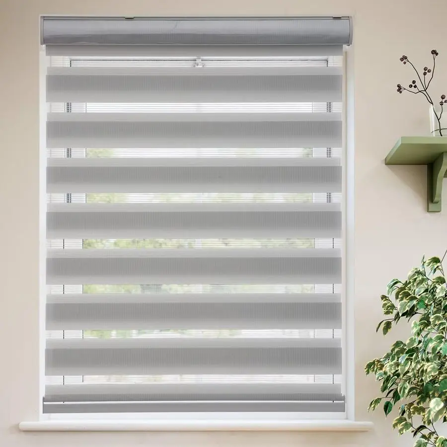 

Рулонные шторы Zebra Blinds для окон, беспроводные, день-ночь, светопропускающие, двухслойные, 33 x 72, серые