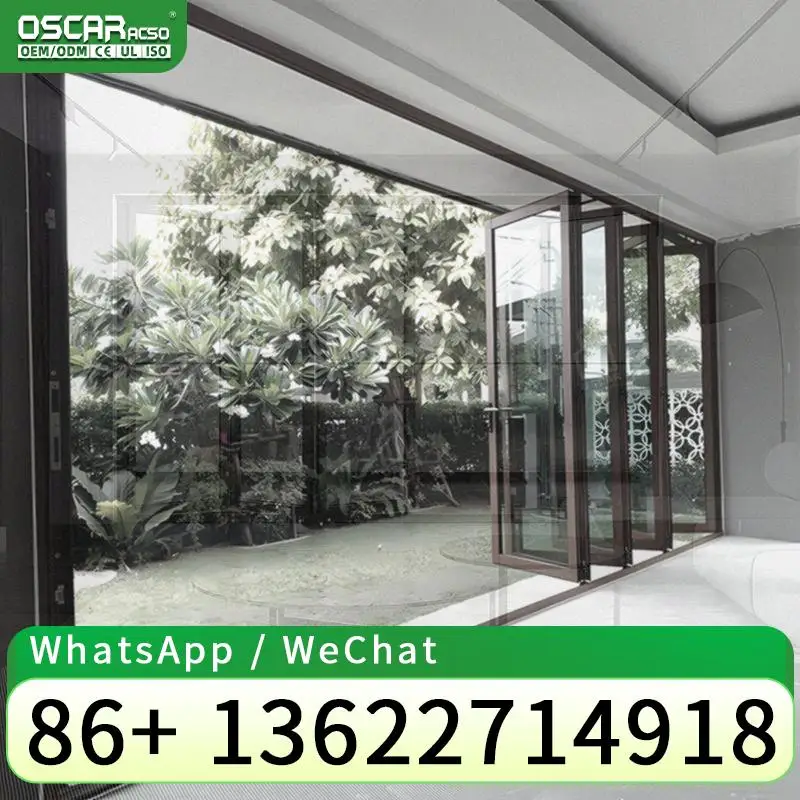 

Алюминиевые раздвижные складные окна и двери с двойной остеклением со встроенными жалюзи для складной двери магазина домашнего офиса