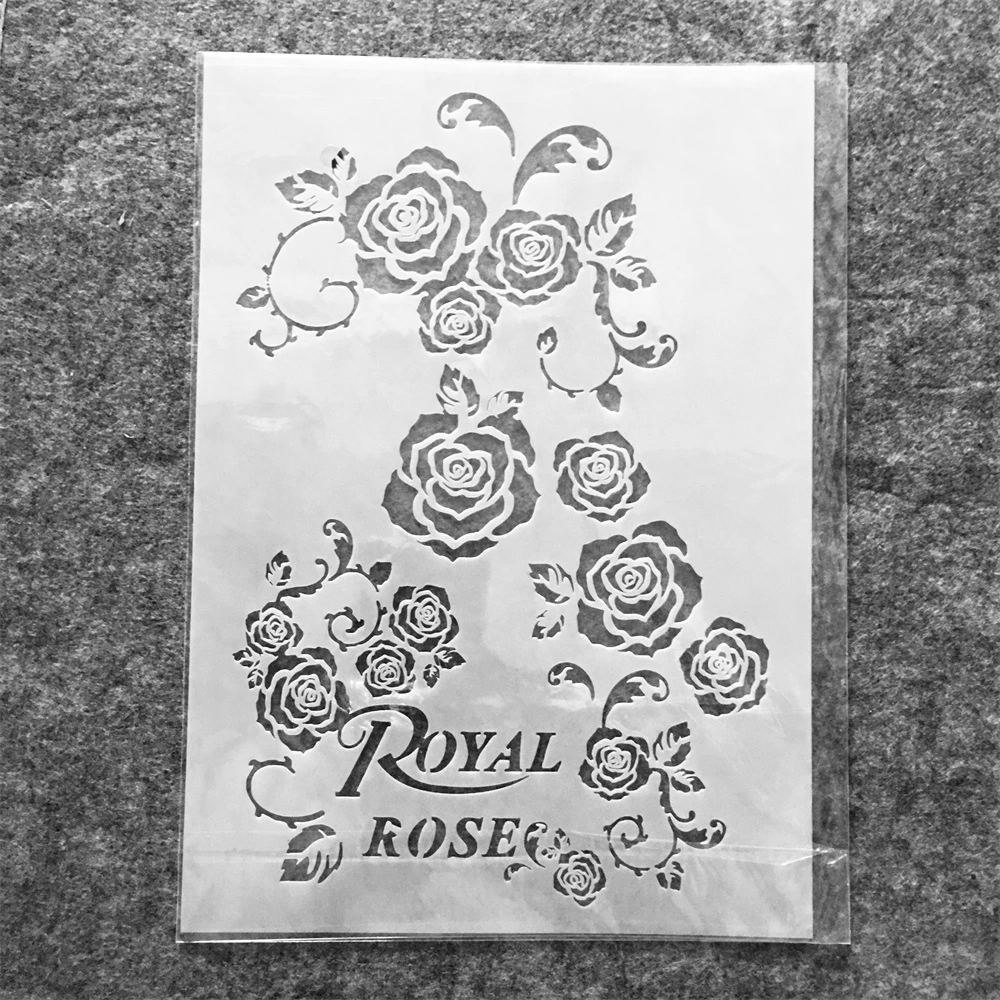 A4 29cm Royal Rose Flower DIY Layering Stencils Wall Painting Scrapbook Coloring Embossing Album Decorative Template