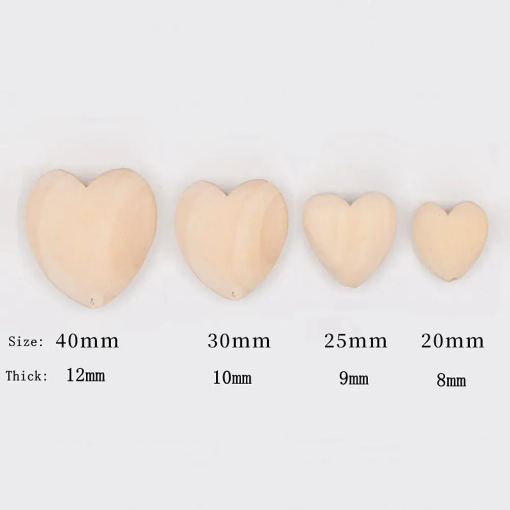 WB14 10Pcs Heart-shaped Wood Spacer Bead Natural Wood Color Eco-Friendly Wooden Beads DIY Jewelry Making handmade