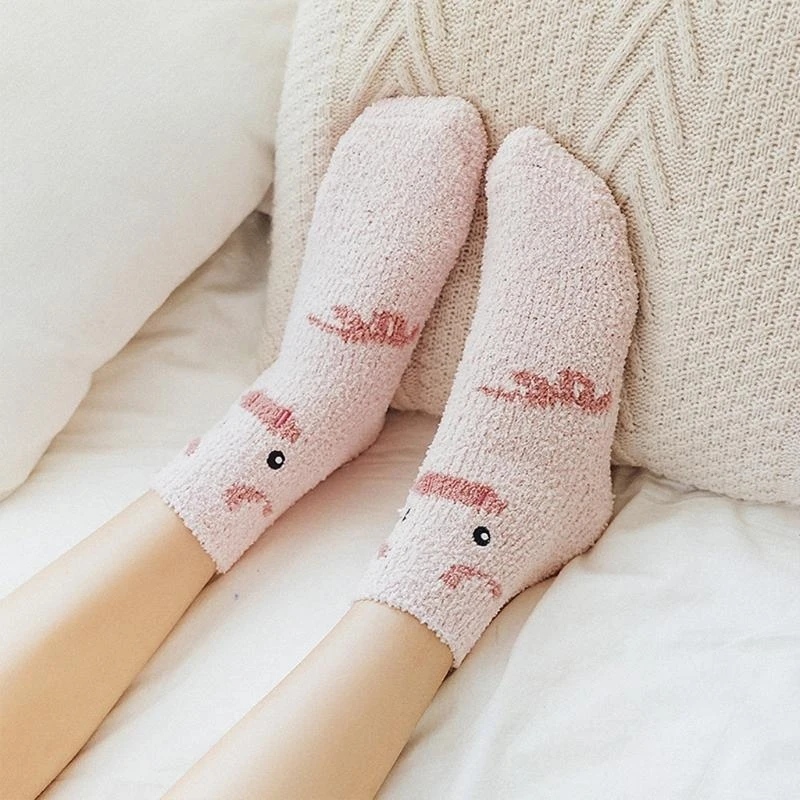 

Q22D женские зимние нечеткие тапочки с рисунком животных, носки с милой пандой, пингвином, теплые чулочно-носочные изделия