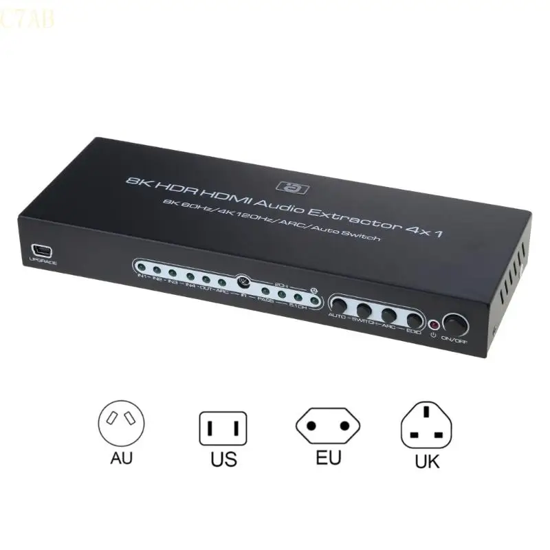 

C7AB HD37 HDMI2.1 8K Switcher with Remote Extractor Splitter Seamless Switching for Home Theater and Gaming