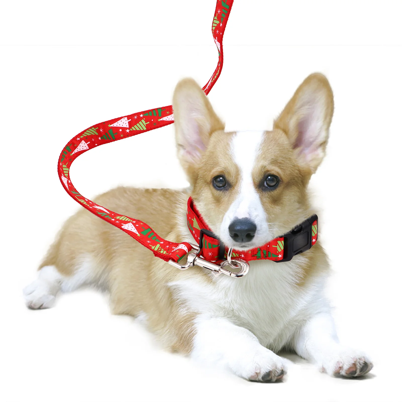 

1 set 1 Set Pet Collar Lead Christmas Tree Pattern Adjustable Dog Neck Rope For Holiday Party Outdoor Use Xmas Pet Supplies