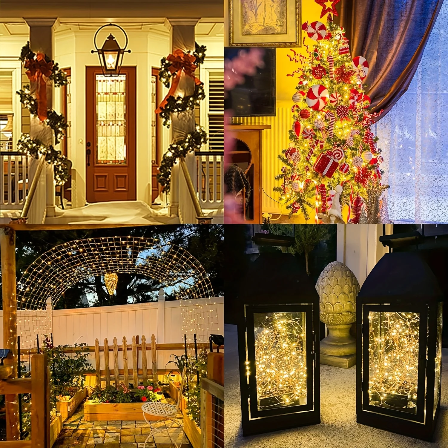 1/2/4 Uds. Luz LED Solar adorno para exteriores impermeable 8 modos de guirnalda de alambre de cobre luz de cadena para decoración de fiesta de jardín en casa