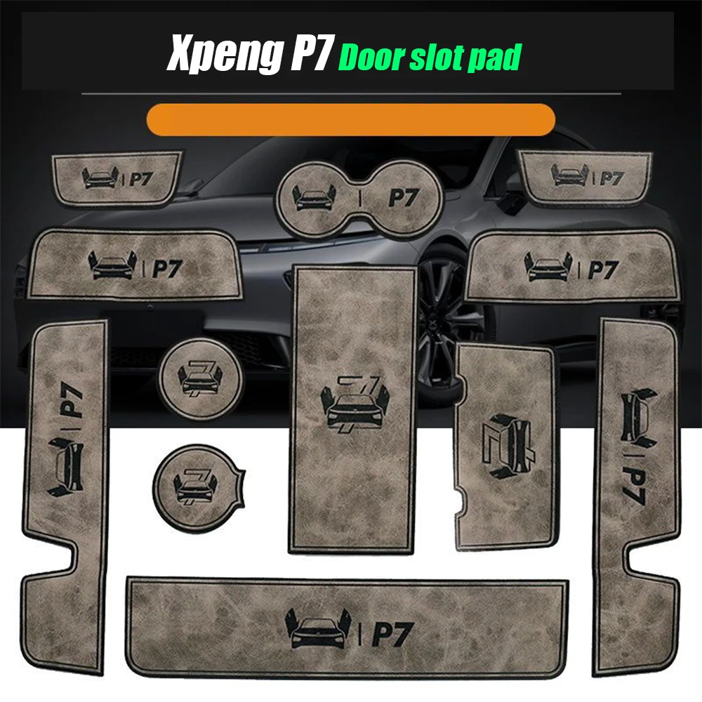 Car Anti-Slip Door Groove Mats Gate Slot Pad Mat Non-Slip Pad Water For Xpeng p7 2020-2022 p7i 2023 Accessories Protect Coaster