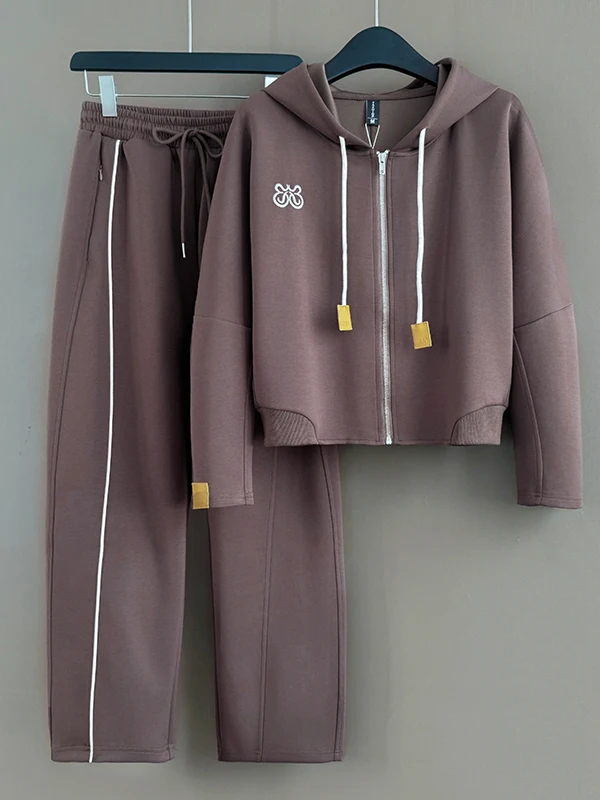 

Fashionable Anti-Aging Sportswear Set Women's Winter High Waist Wide Leg Pants Long Sleeve Hoodie Two-Piece Suit Casual Outfit