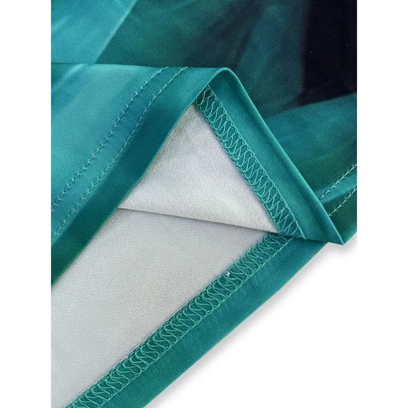 Cross-border Amazon Casual Elegant Plant Print Round Sleeveless Vest Mid-length Dress