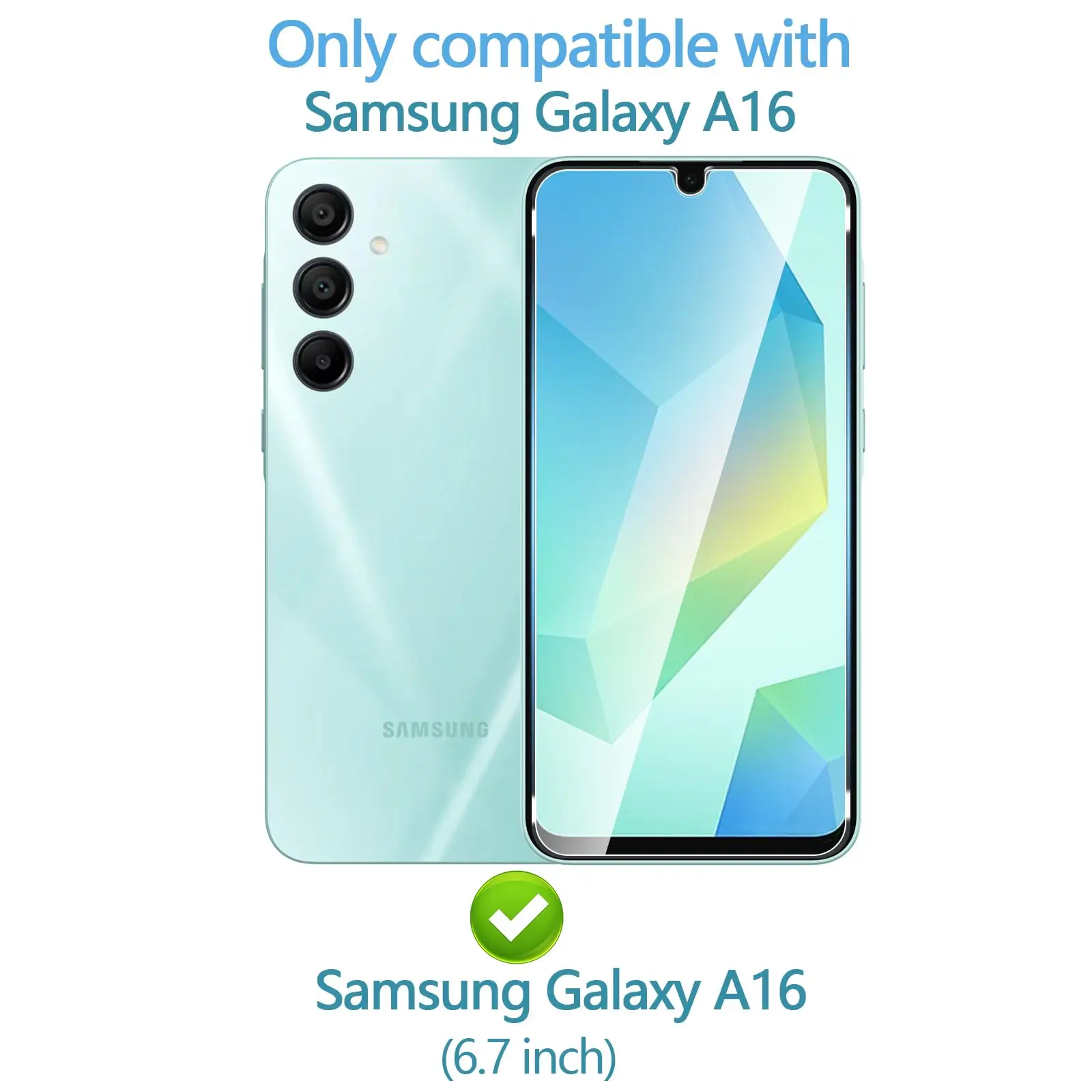 Für Galaxy A16 4G 5G Samsung 6,7 Zoll Displayschutzfolie aus gehärtetem Glas, Kristallglimmer, 9H HD, klar, transparent, kratzfest – Detail 6