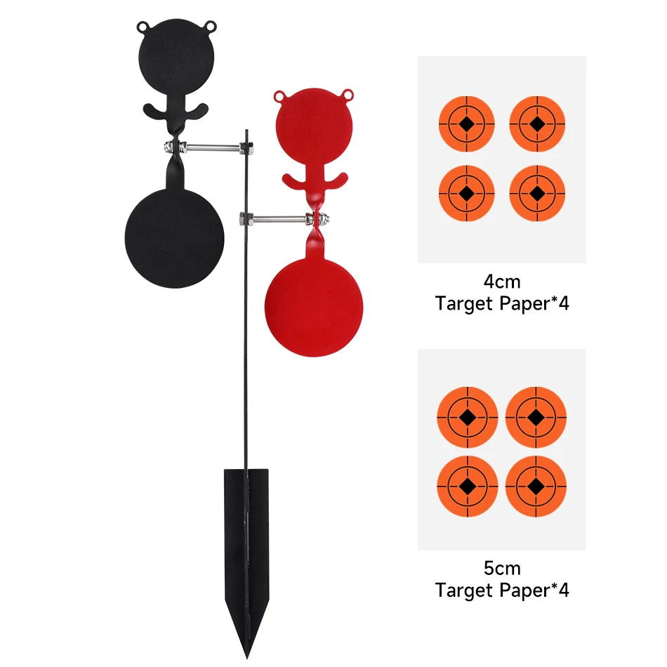 360 graden draaibaar schietdoel, dubbel beren-vormig grondpenetrerend doel, ijzeren doelstandaard, geschikt voor katapult/speelgoedluchtpistool