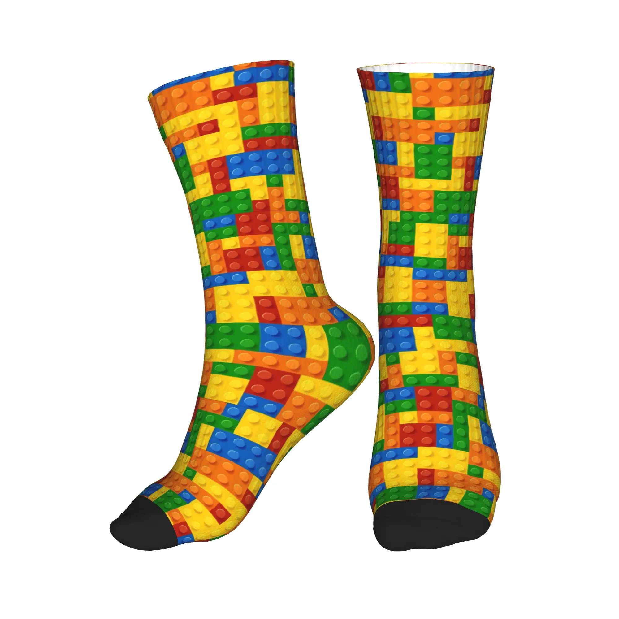 Colorful Brick Print Building Blocks Socks  Non-Slip Stockings Women Men Quality Outdoor Socks Spring Harajuku Printed Socks