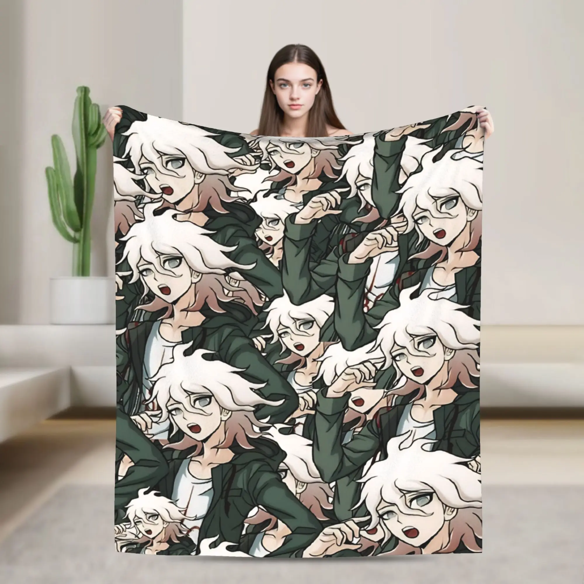 Nagito Komaeda  Blankets Quality Warm  Throw Blanket Winter Students Living Room Novelty Bedspread