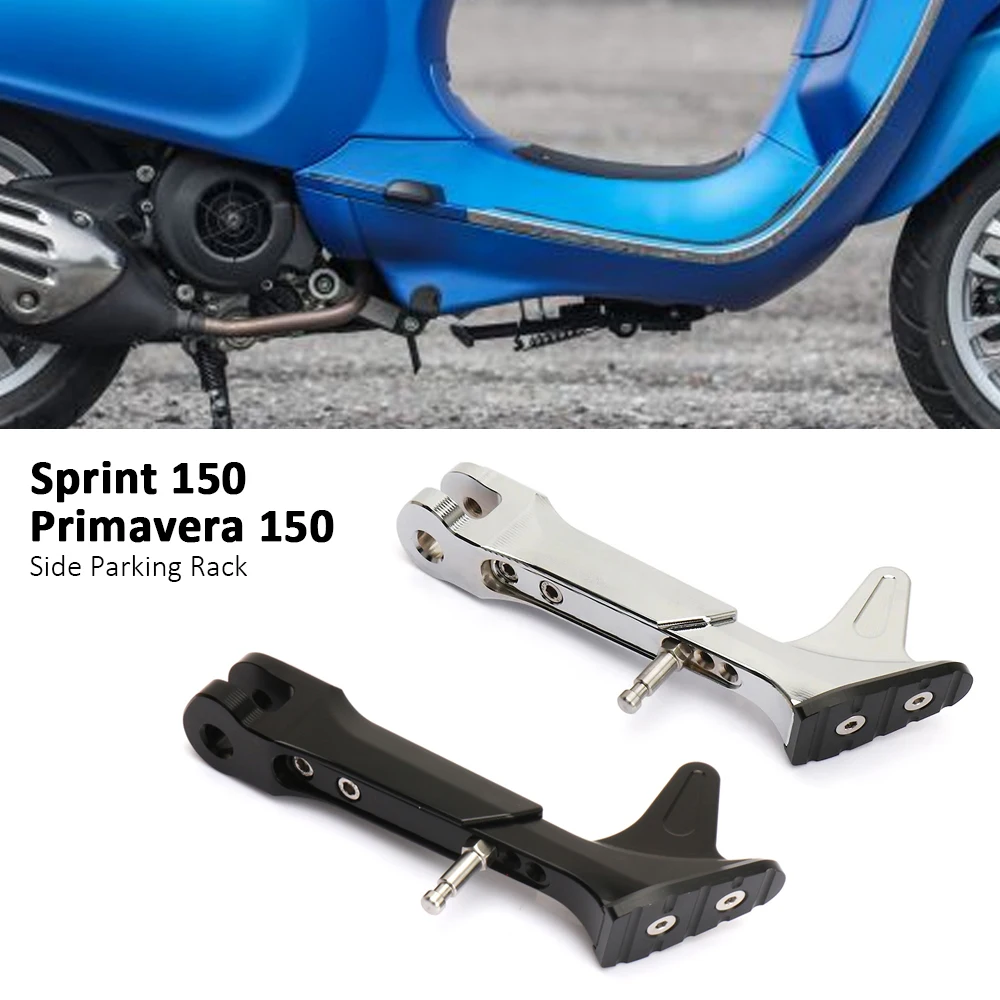 

For Vespa Primavera PRIMAVERA 150 Sprint SPRINT 150 Motorcycle Kickstand Sidestand Side Support Stand Parking Rack Black Silver