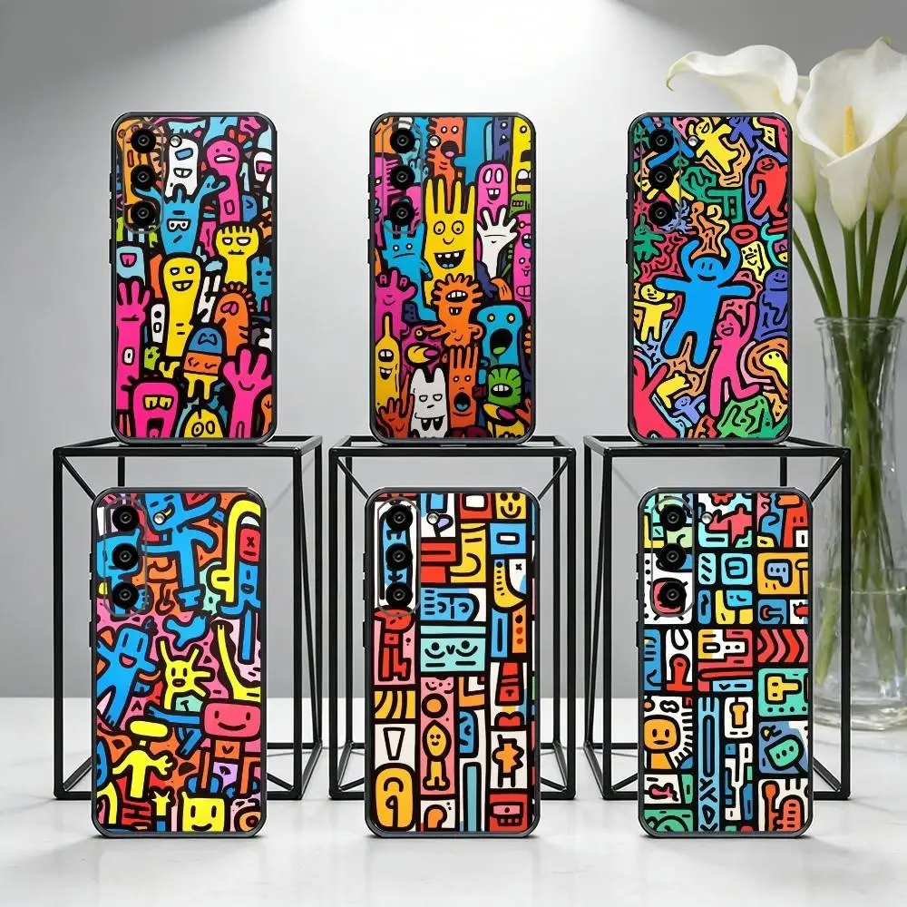 

Cartoon Graffiti Phone Case For Samsung Galaxy A73,A72,A71,A70,A53,A52,A51,Others Soft Black Cover