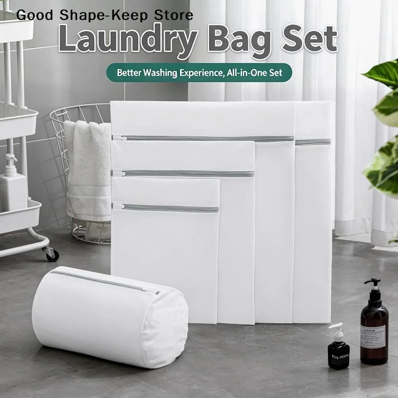 Durable Reusable Mesh Laundry Bag with Anti-Rust Zipper Fine Mesh Design for Delicates Clothes Protection Washing Machine Safe