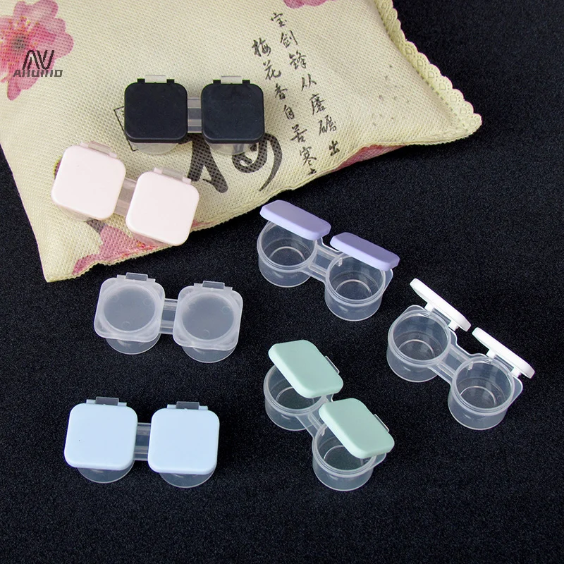 Small Plastic Contact Lens Cases Simple Oval Transparen Portable Eye Contacts Lenses Holder Box Case