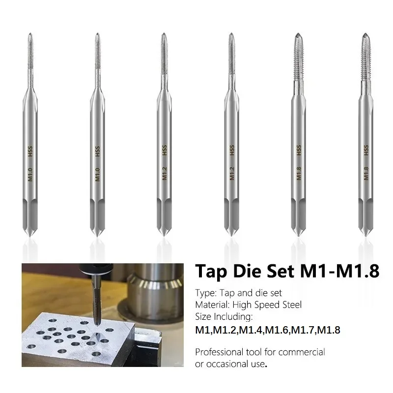 CMCP Metric Tap 1pc HSS 6542 Thread Tap Mini Tap Drill Bit Straight Flute Machine Screw Tap M1 M1.2 M1.4 M1.6 M1.7 M1.8