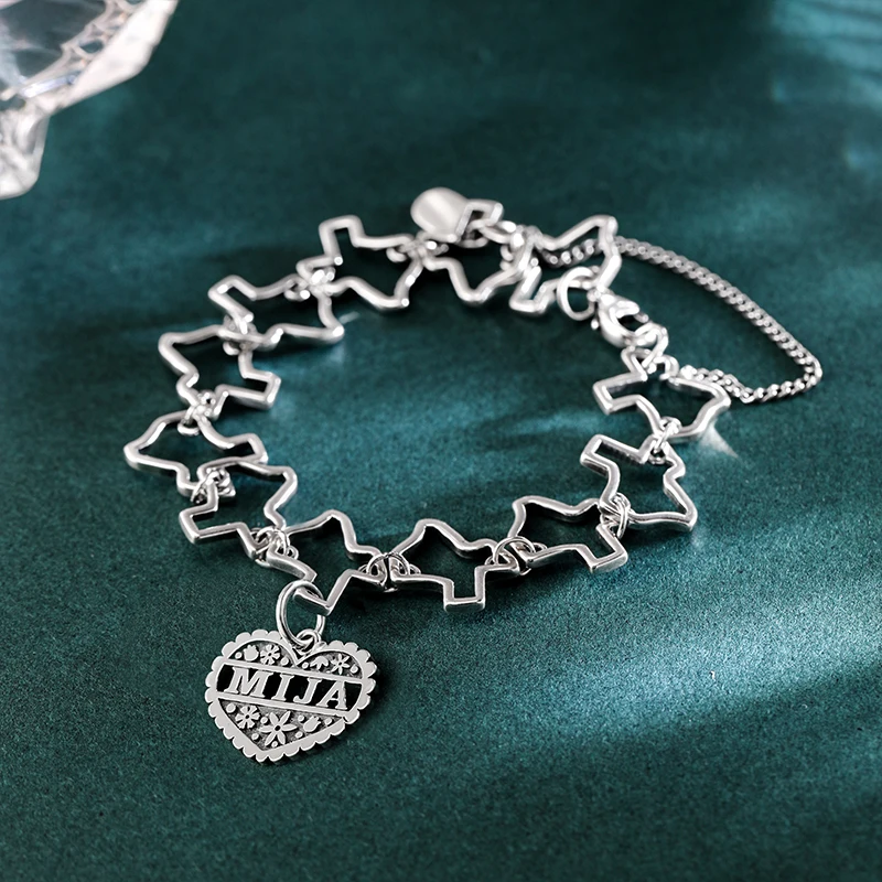 

Genuine 925 sterling silver Texas Charm Bracelet paired with Mija's Heart Pendant