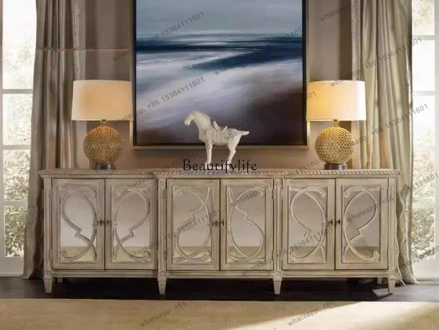 Best Seller American Retro Solid Wood Living Room TV Cabinet Nordic Simple Vintage Dining Sideboard Entryway Storage Cabinet