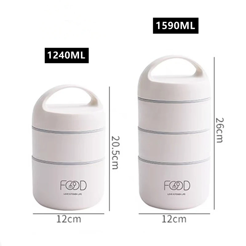 Contenitore per il pranzo in acciaio inossidabile 1240 di grande capacità da 1590ML/304 ML contenitore termico multistrato a prova di perdite Bento