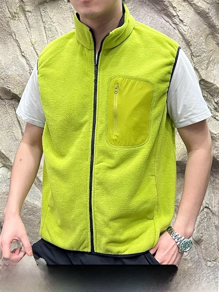 

Двусторонний Fce Thiened осенне-зимний мужской жилет с воротником-стойкой, модная однотонная ветрозащитная теплая верхняя одежда